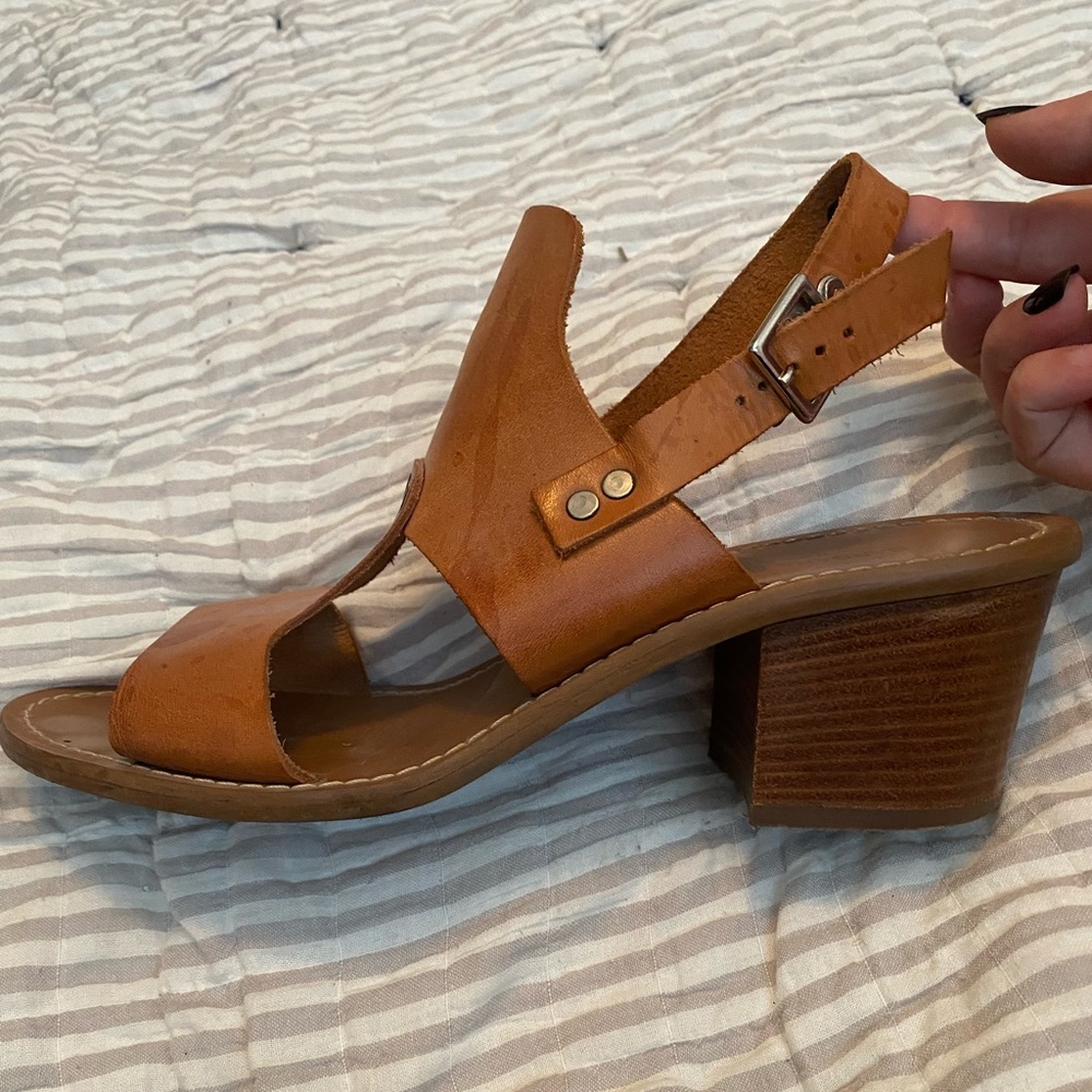 Real leather heeled sandles